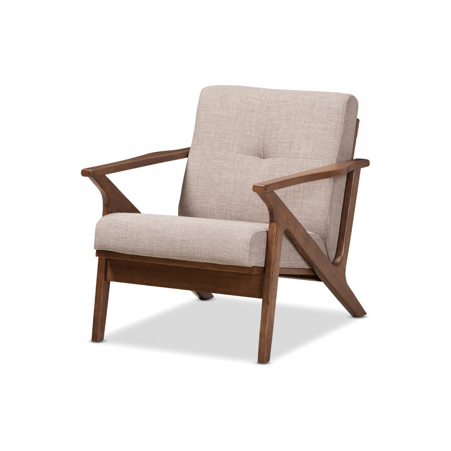 Baxton Bianca Mid-Century Modern Lounge Chair - Light Gray