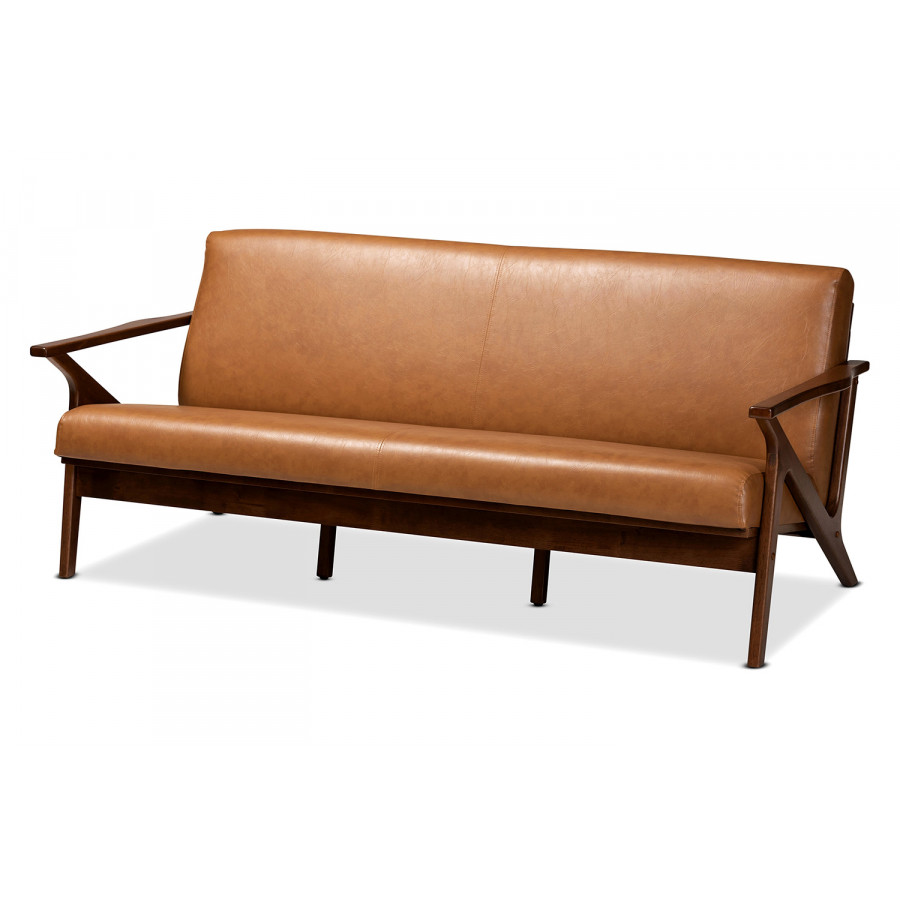 Baxton Bianca Mid-Century Modern 3-Seater Sofa - Tan