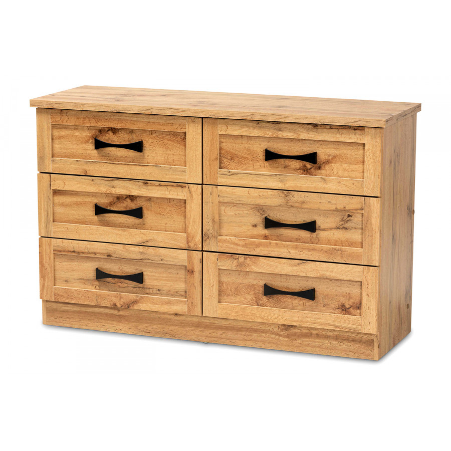 Baxton Colburn Modern 6-Drawer Storage Dresser - Oak Brown