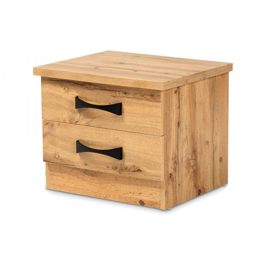 Baxton Colburn Modern 2-Drawer Storage Nightstand Bedside Table - Oak Brown