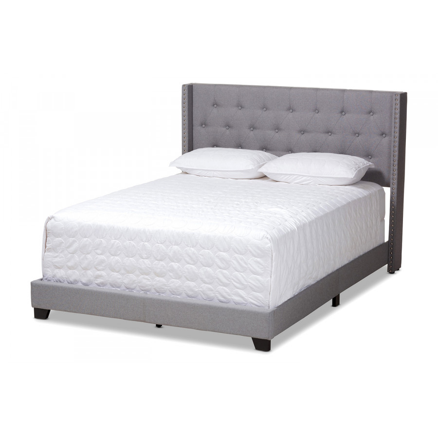 Baxton Brady Modern King Size Bed - Light Gray