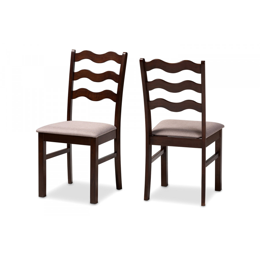 Baxton Amara Mid-Century Modern 2-Piece Dining Chair Set - Warm Gray