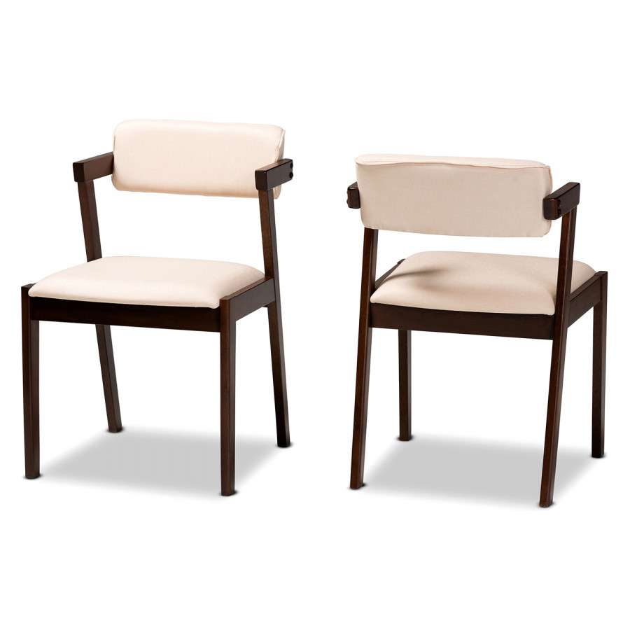 Baxton Althea Mid-Century Modern 2-Piece Dining Chair Set - Cream