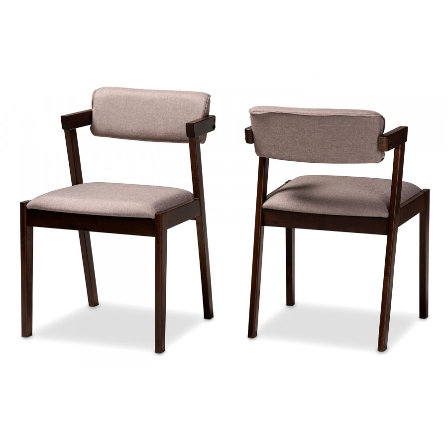 Baxton Althea Mid-Century Modern 2-Piece Dining Chair Set - Warm Gray