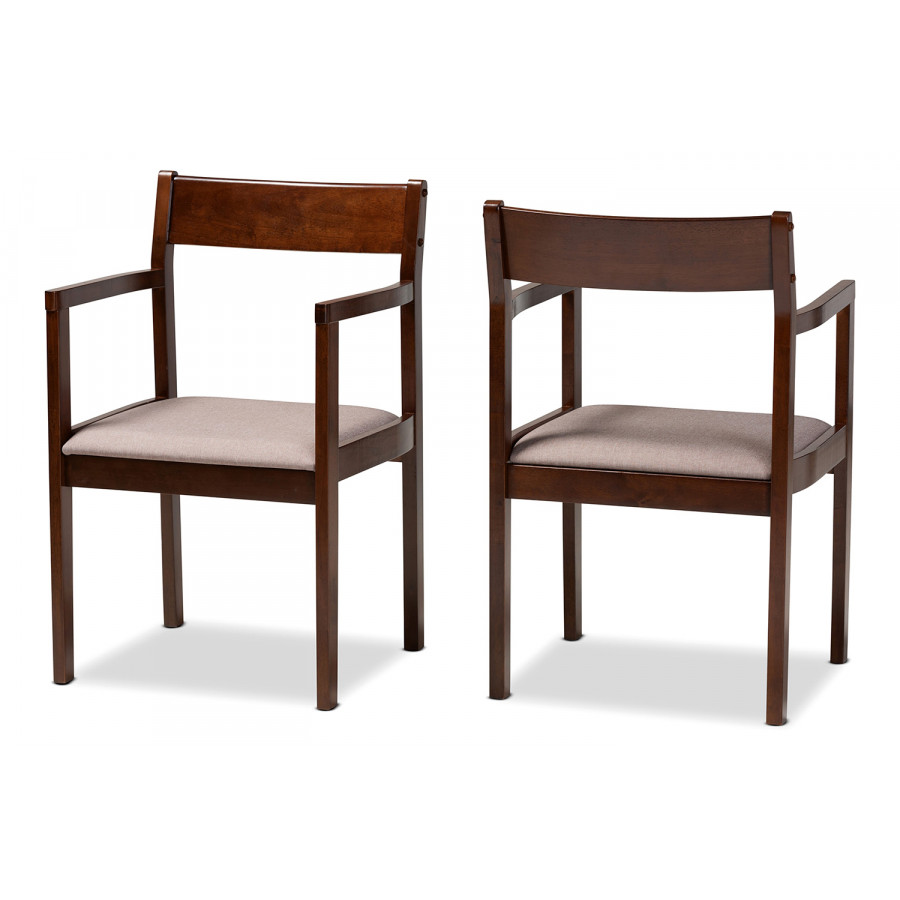 Baxton Helene Mid-Century Modern 2-Piece Dining Chair Set - Warm Gray