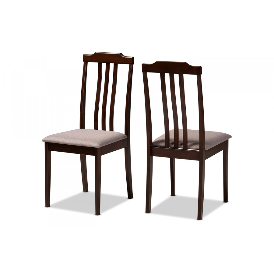 Baxton Clarissa Mid-Century Modern 2-Piece Dining Chair Set - Warm Gray