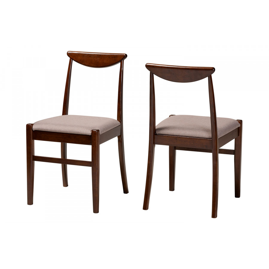 Baxton Delphina Mid-Century Modern 2-Piece Dining Chair Set - Warm Gray