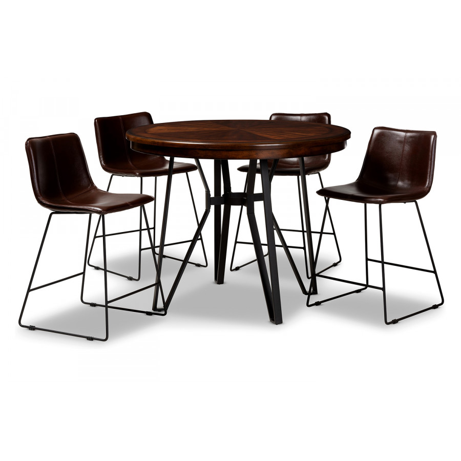 Baxton - Carvell 5-Piece Pub Set