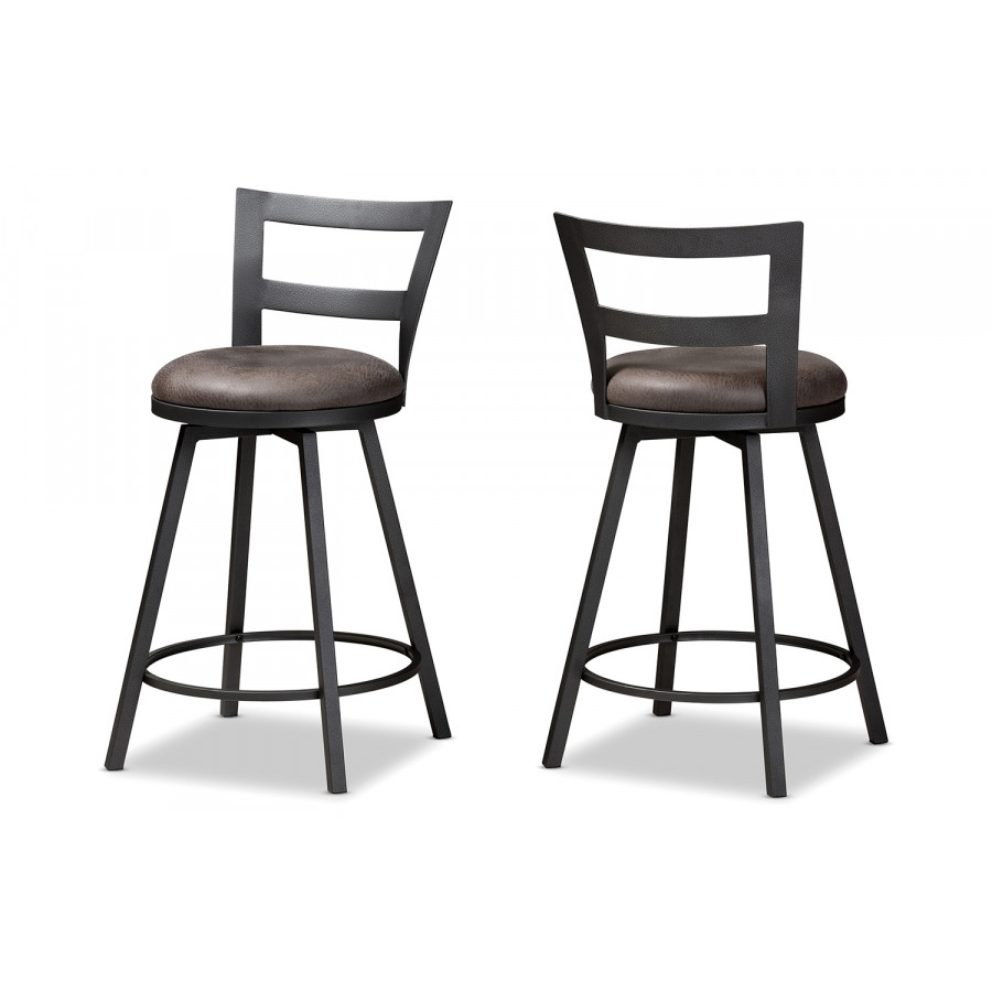 Baxton - Arjean Rustic 2-Piece Pub Stool