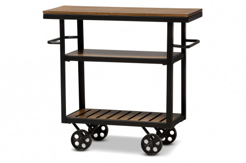 Baxton™ - Kennedy Rustic Industrial Style Mobile Serving Cart