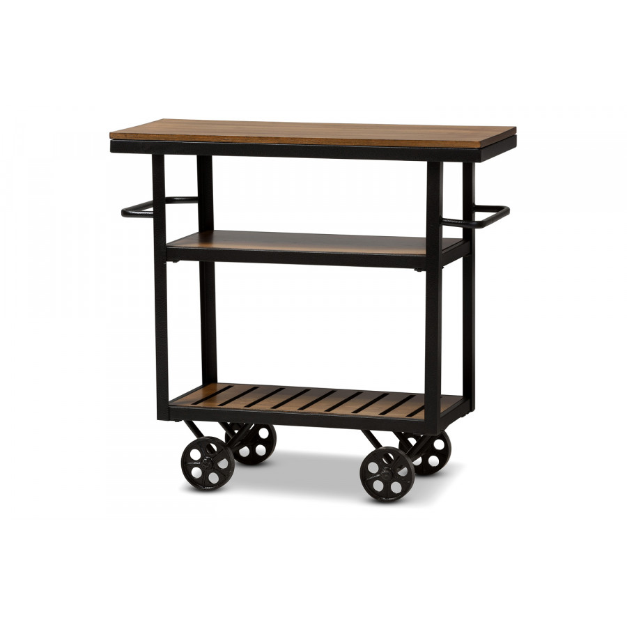 Baxton - Kennedy Rustic Industrial Style Mobile Serving Cart