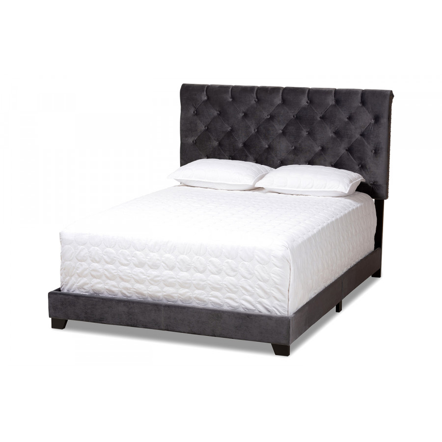 Baxton Candace Queen Size Bed - Dark Gray