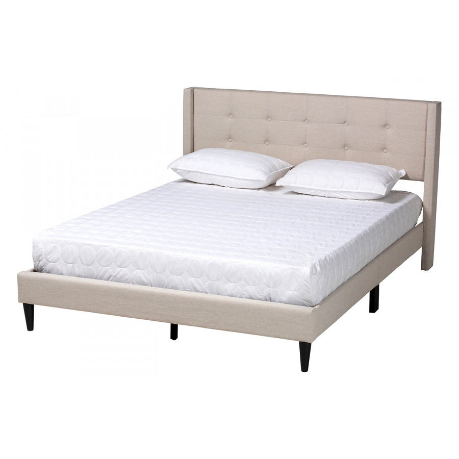 Baxton Casol Mid-Century Modern Full Size Platform Bed - Beige