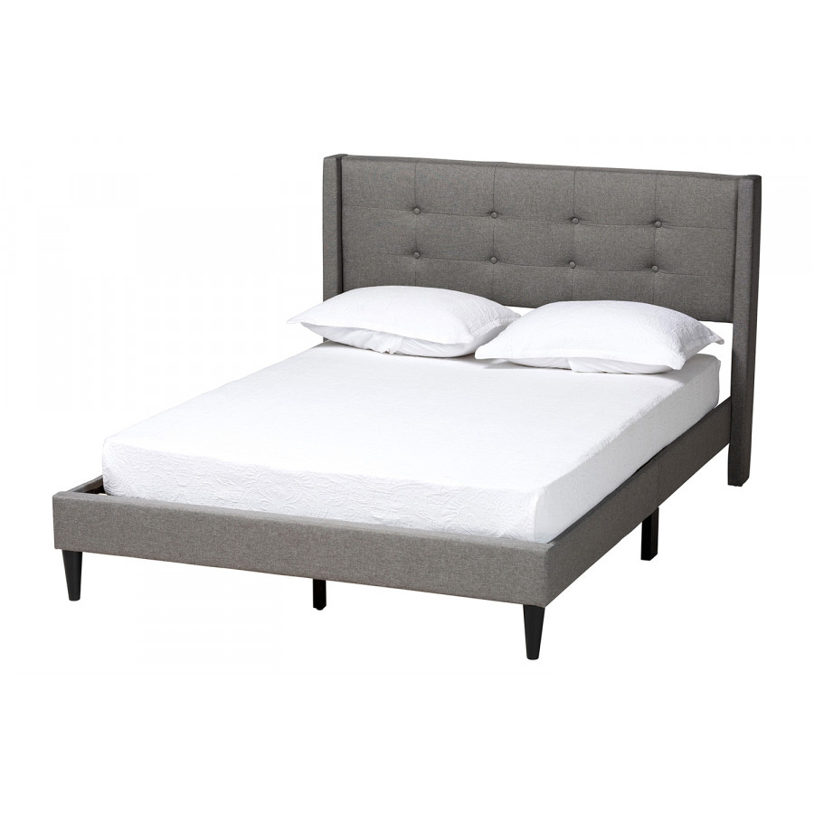 Baxton Casol Mid-Century Modern Full Size Platform Bed - Gray