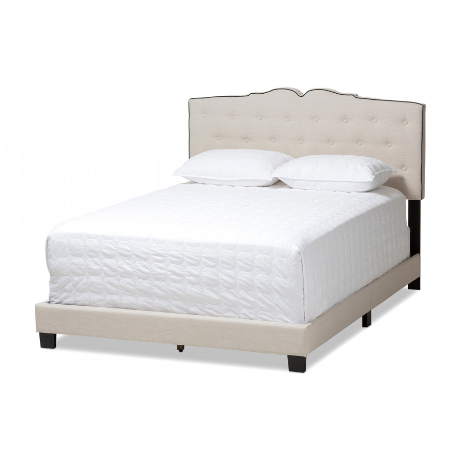 Baxton Vivienne Modern King Size Bed - Light Beige