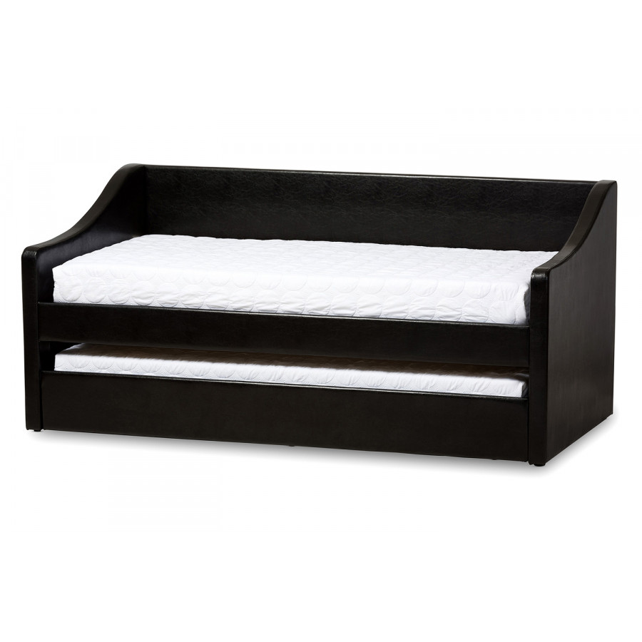Baxton Barnstorm Modern Daybed with Guest Trundle Bed - Black