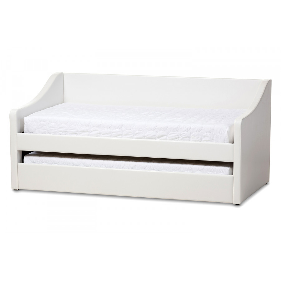 Baxton Barnstorm Modern Daybed with Guest Trundle Bed - White