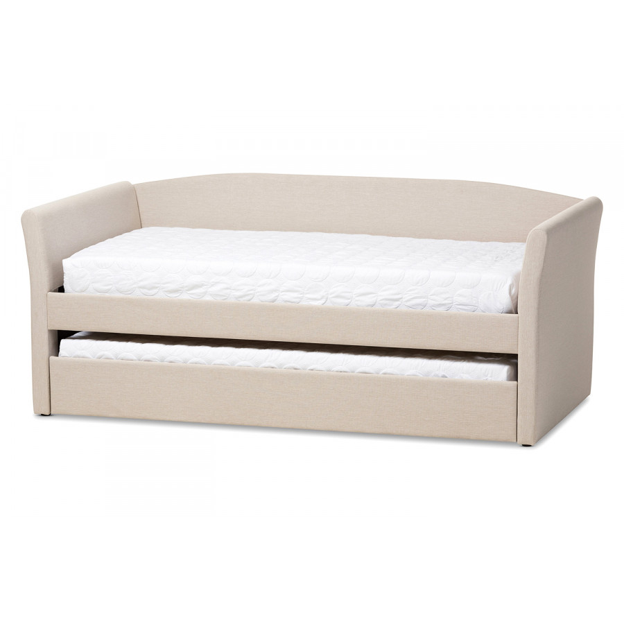 Baxton Camino Modern Daybed with Guest Trundle Bed - Beige
