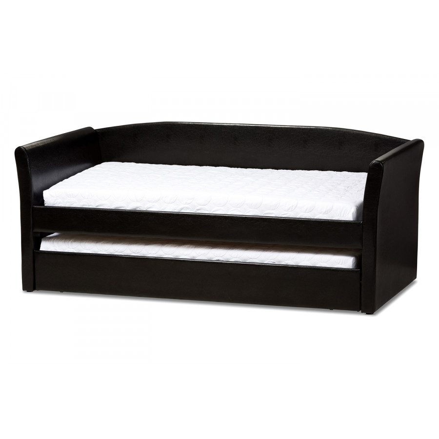 Baxton Camino Modern Daybed with Guest Trundle Bed - Black