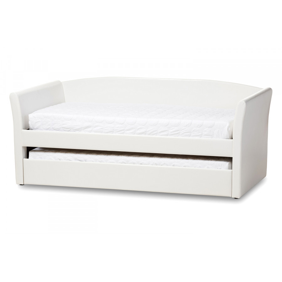 Baxton Camino Modern Daybed with Guest Trundle Bed - White