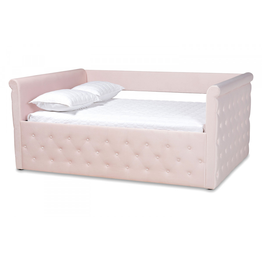 Baxton Amaya Modern Full Size Daybed - Light Pink