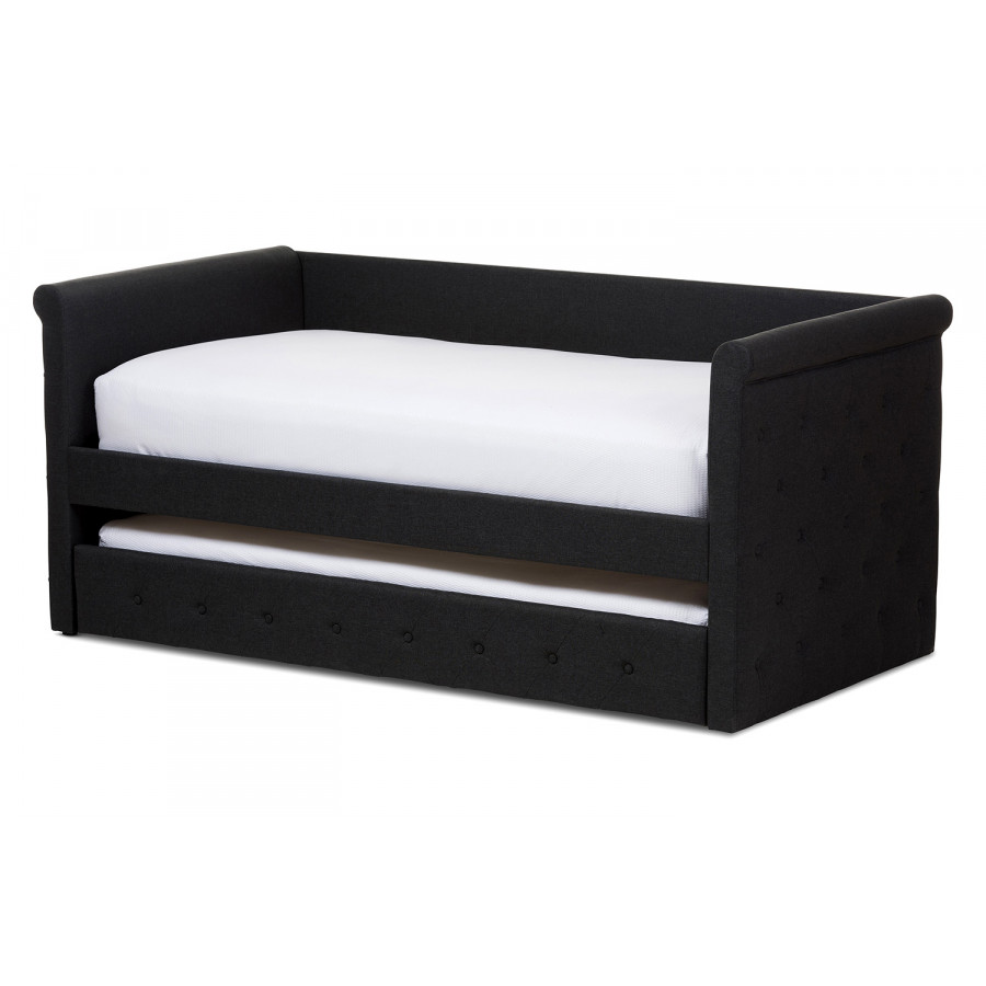 Baxton Alena Modern Daybed with Trundle - Dark Gray