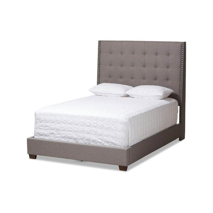 Baxton Georgette Modern Queen Size Bed - Light Gray