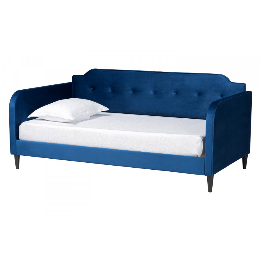Baxton Kaya Modern Twin Size Daybed - Navy Blue Velvet