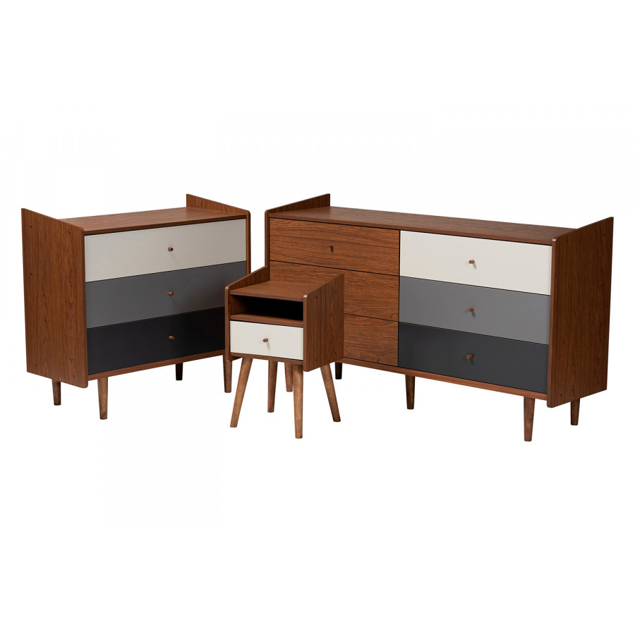 Baxton - Halden Mid-Century Modern 3-Piece Storage Set