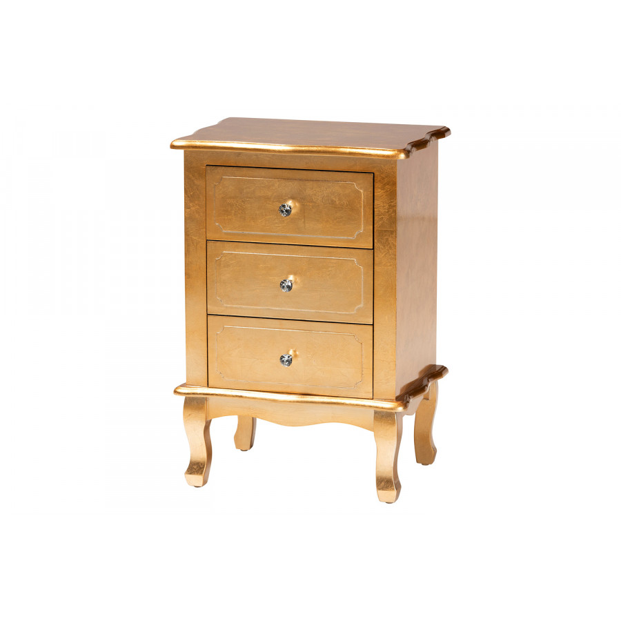 Baxton Newton 3-Drawer End Table - Gold