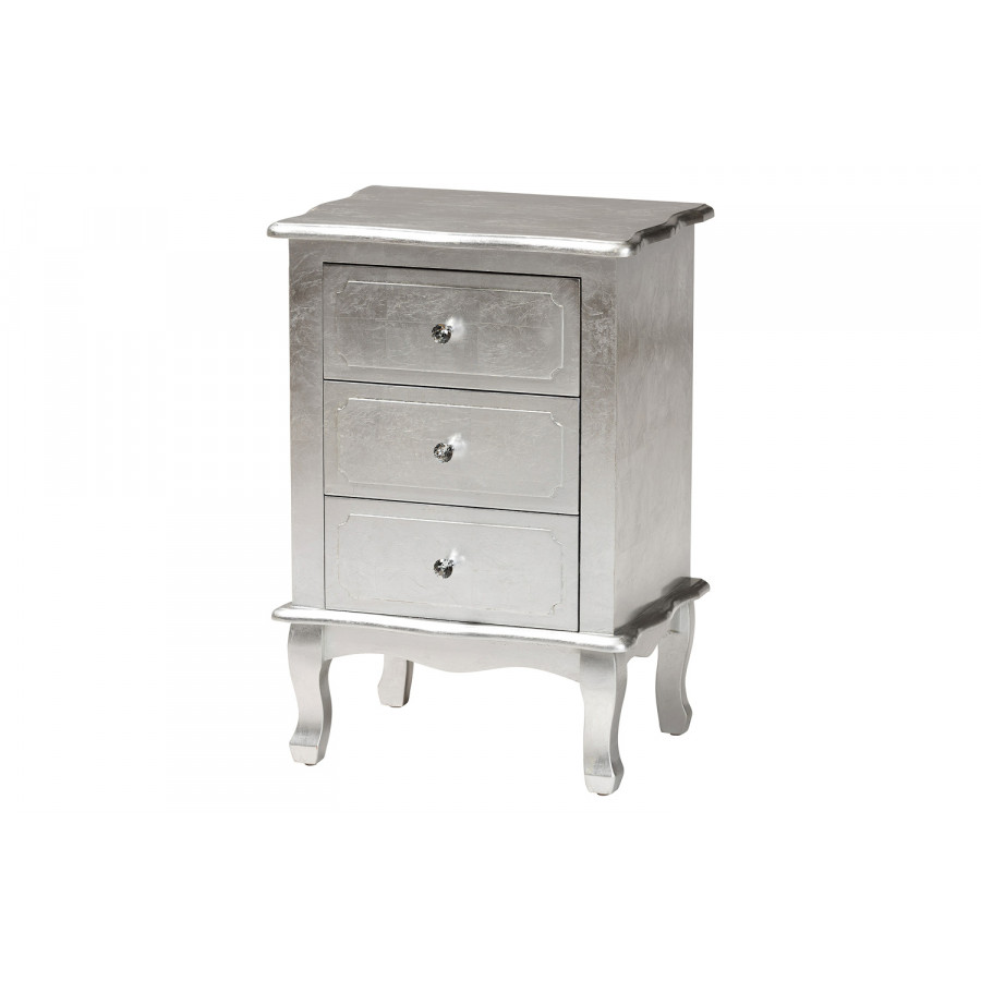 Baxton Newton 3-Drawer End Table - Silver