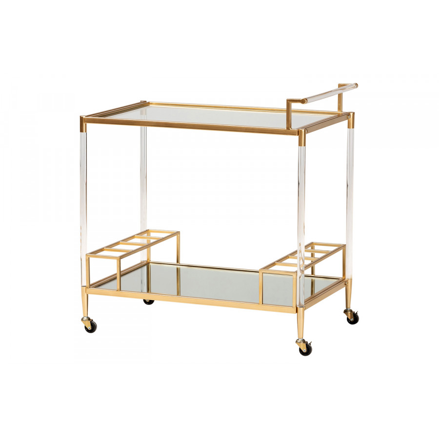 Baxton - Rosalina Contemporary Glam Wine Cart