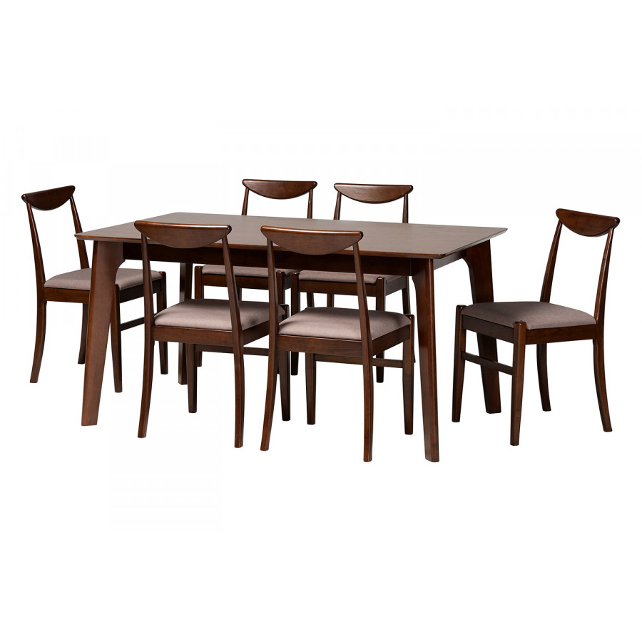 Baxton - Delphina Mid Century Modern 7 Piece Dining Set in Grey