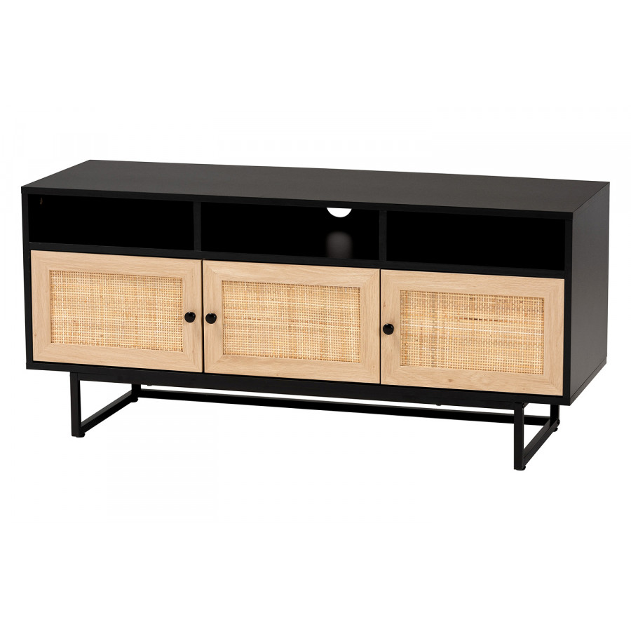 Baxton - Declan Mid-Century Modern 3-Door TV Stand