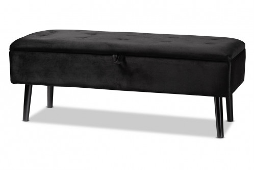 Baxton™ Caine Modern Storage Bench - Black Velvet