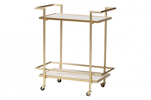 Baxton™ - Louise Contemporary Glam 2-Tier Wine Cart