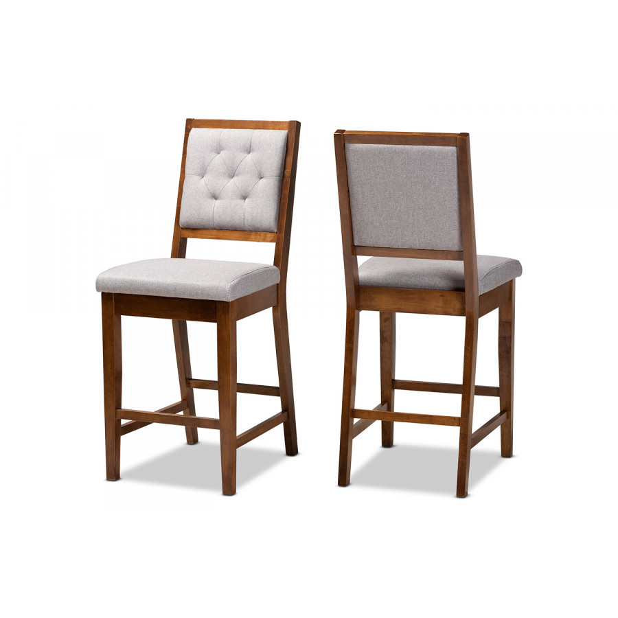 Baxton Gideon Modern 2-Piece Counter Stool Set - Gray