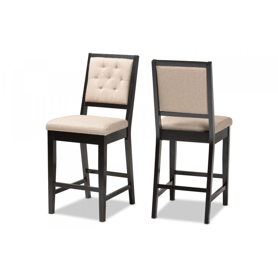 Baxton Gideon Modern 2-Piece Counter Stool Set - Sand