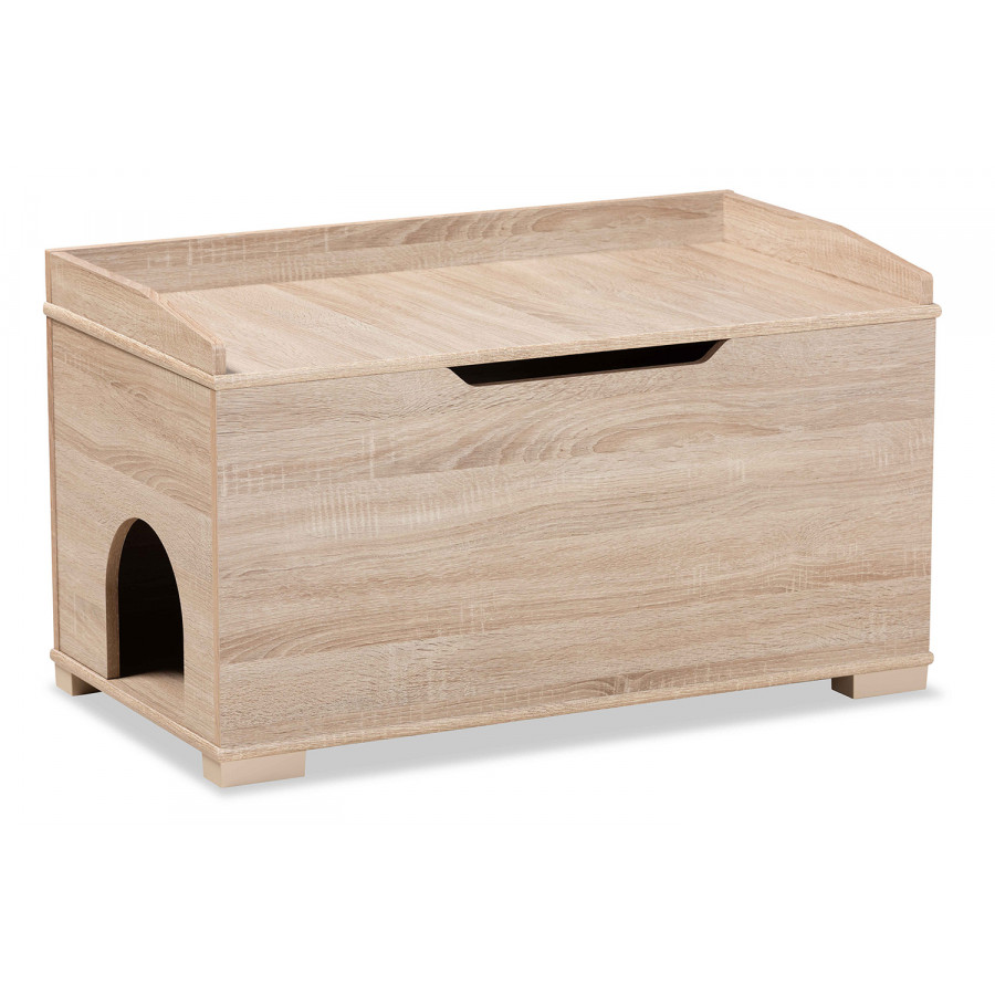 Baxton Mariam Modern Cat Litter Box Cover House - Oak