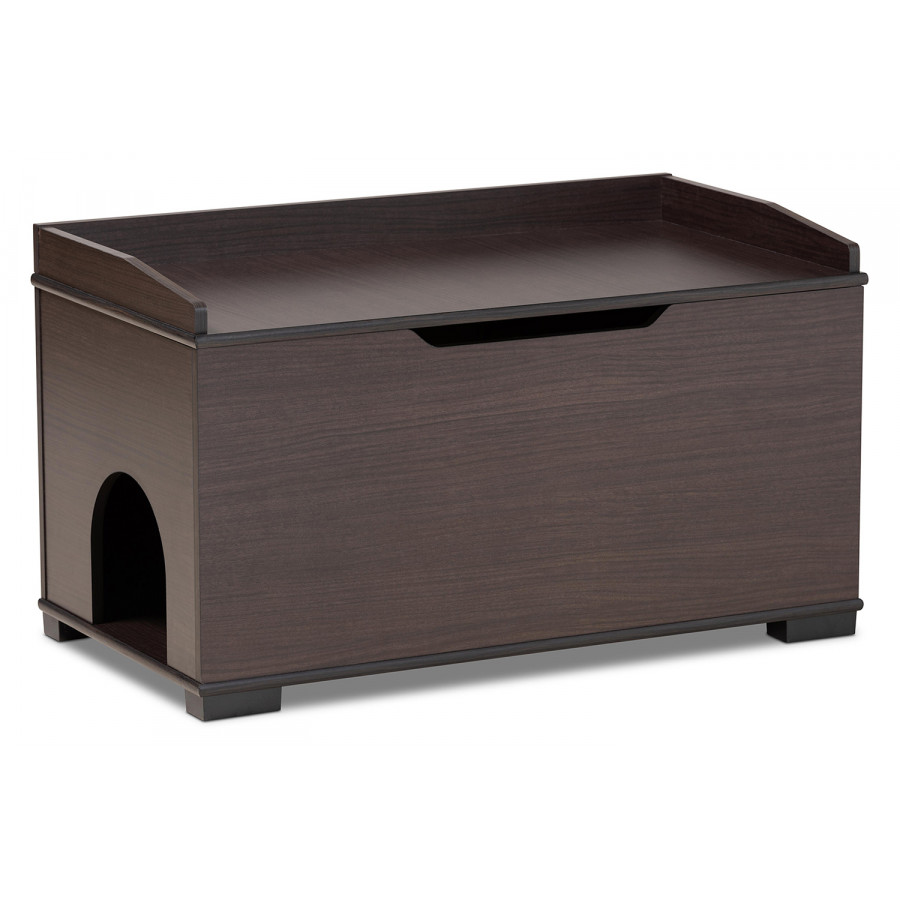 Baxton Mariam Modern Cat Litter Box Cover House - Dark Brown