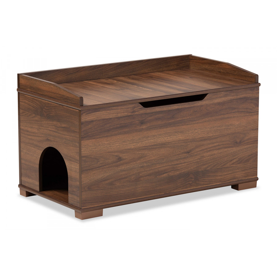 Baxton Mariam Modern Cat Litter Box Cover House - Walnut Brown