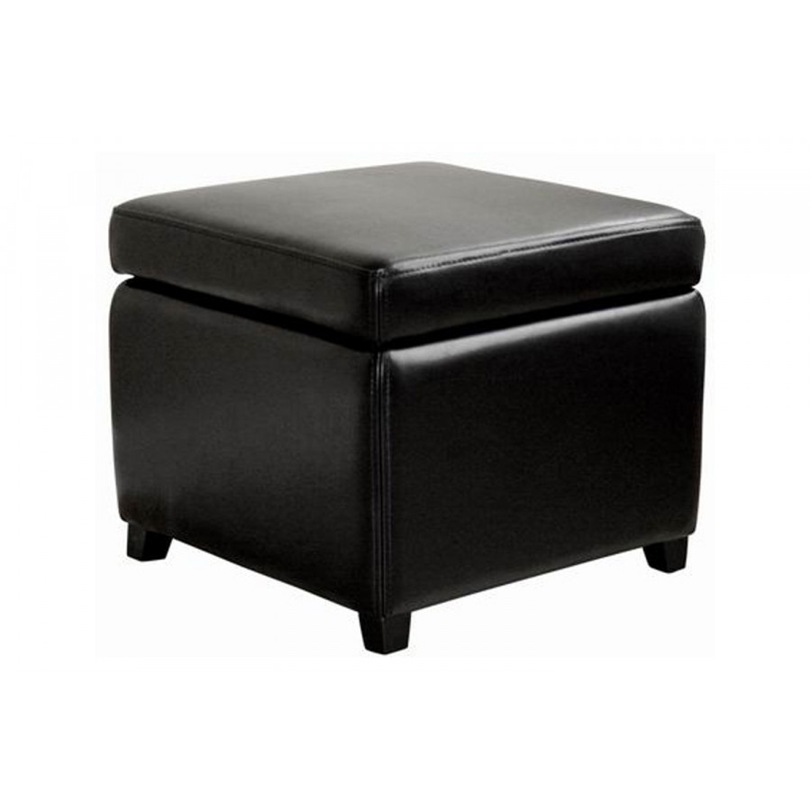 Baxton Small Storage Cube Ottoman - Black