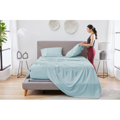 Bedgear Hyper-Linen Sheet Set - Misty Blue, Queen Size