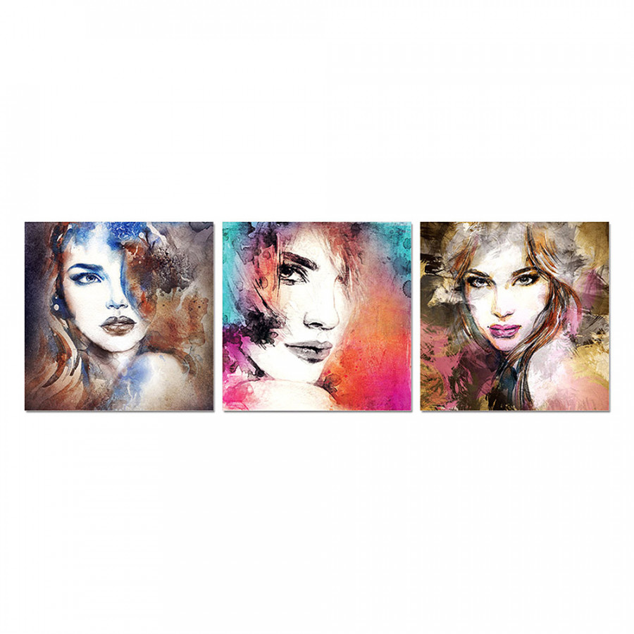 Bellini - 3X Horizontal Panel Acrylic Picture of Her Trinity in Multi-Color