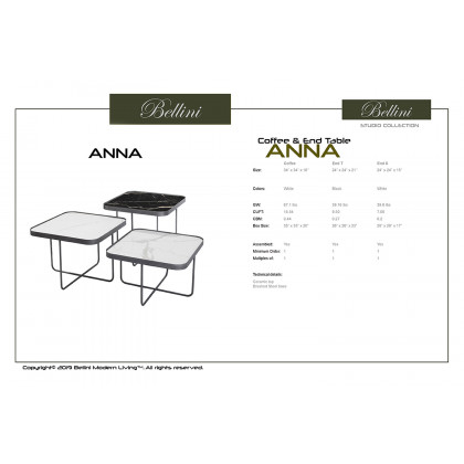 Bellini Anna End Table - Black, Tall