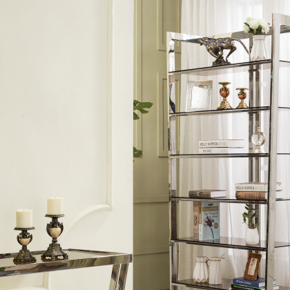 Bellini Carraway Display Unit - Smoked Glass/Silver, Tall