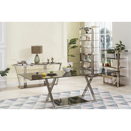 Bellini Carraway Display Unit - Smoked Glass/Silver, Tall