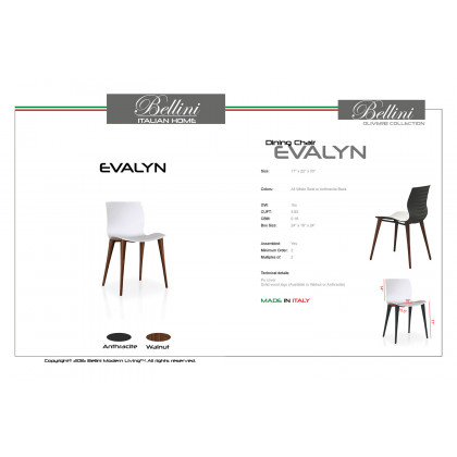 Bellini Evalyn Chair Set of 2 - White/Walnut