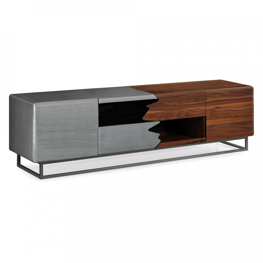 Bellini - TV Bench with 4 Doors in Walnut/Iron