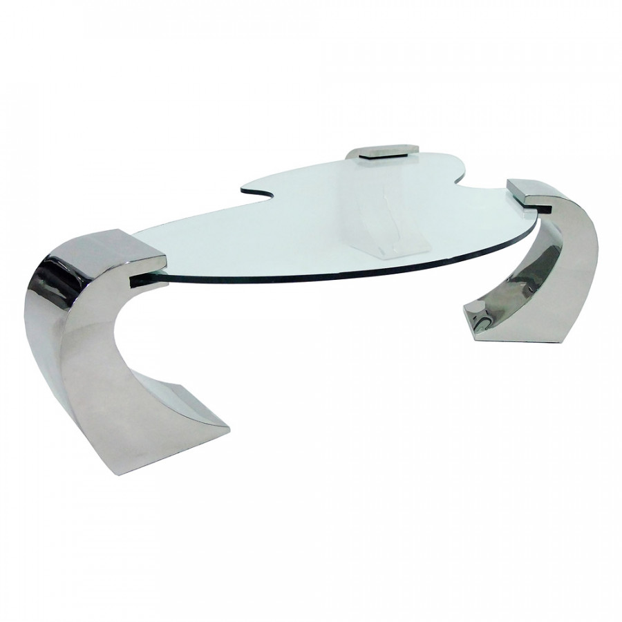 Bellini Katniss Coffee Table - Clear/Stainless Steel, Large
